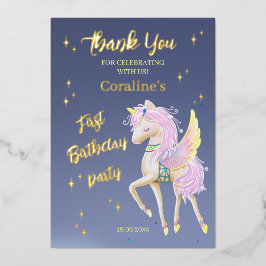 Platte bedankkaartjes voor 1e verjaardag. folie uitnodiging