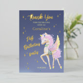 Platte bedankkaartjes voor 1e verjaardag. folie uitnodiging (Staand Voorkant)