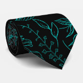 Platte bloemen patroon 01.b Black BG Stropdas (Opgerold)