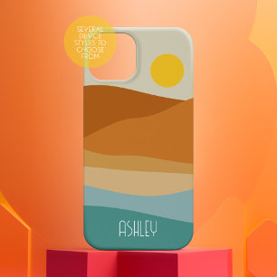 Platte Boho Abstracte Landschap Zonsondergang en B iPhone 16 Hoesje