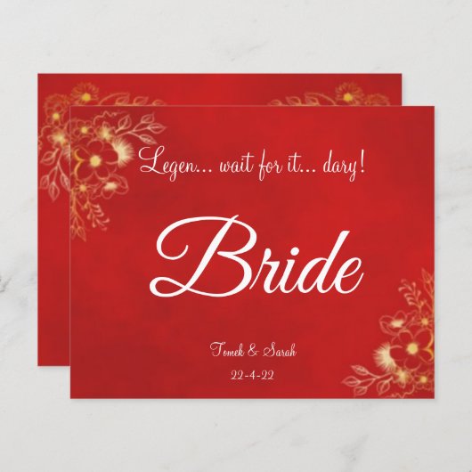 Platte bordeauxrode plaatskaart met tweetalig menu (Voorkant / Achterkant)