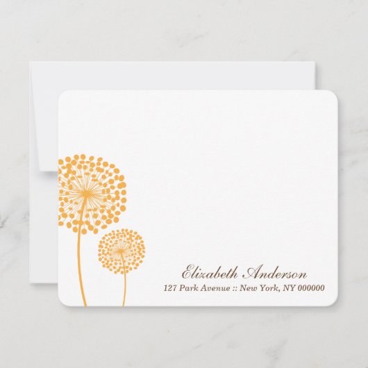 Platte briefkaarten met oranje paardenbloemen (Voorkant)