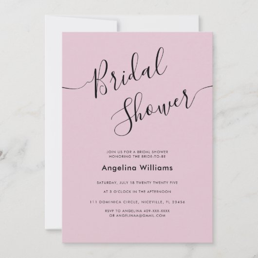 Platte bruids douche uitnodiging kaart (Voorkant)