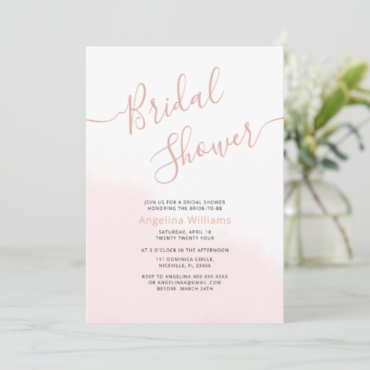 Platte bruids douche uitnodiging kaart (Staand voorkant)