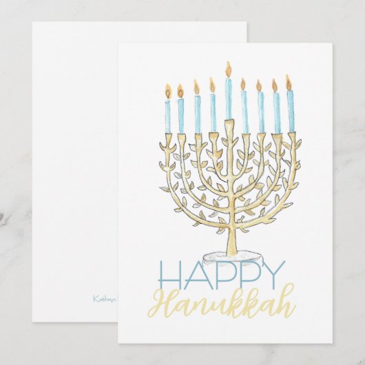 Platte Chanoeka-Kaart Feestdagenkaart (Voorkant / Achterkant)