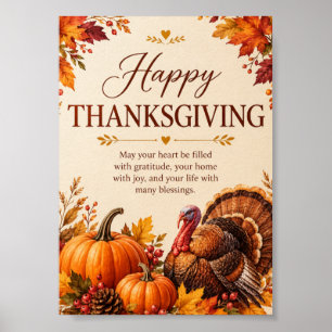 Platte Dank Rus Rustieke Herfst Gelukkig Thanksgiv Poster
