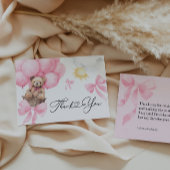 Platte Dankjewel Roze Beer Kaart