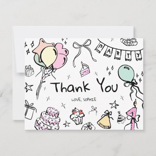 Platte Dankkaart, Handgetekend Bedankkaart (Voorkant)