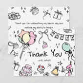 Platte Dankkaart, Handgetekend Bedankkaart (Voorkant / Achterkant)