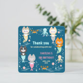 Platte dankkaart voor 3e verjaardag. bedankkaart (Staand voorkant)