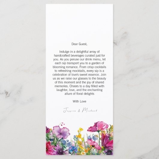 Platte Drinken menu Meadow Bloom collectie (Achterkant)