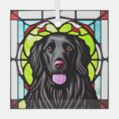 Platte gecoate retriever "Glas in lood" Glas Ornament (Voorkant)