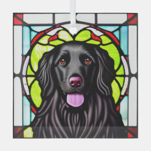Platte gecoate retriever "Glas in lood" Glas Ornament