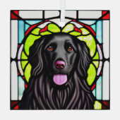 Platte gecoate retriever "Glas in lood" Glas Ornament (Achterkant)