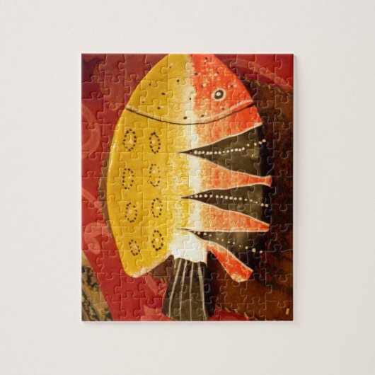 platte gele en rode vis met zwarte strepen.jpg legpuzzel (Verticaal)