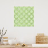 Platte groene Stippen en ovalen patroon Poster (Keuken)