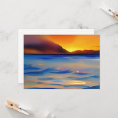 Platte groet van de Tranquil Ocean Sunset Waterver Kaart (Voorkant / Achterkant in situ)