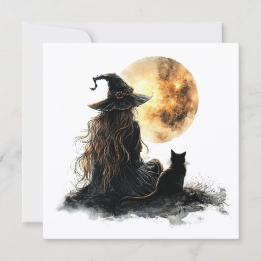Platte Halloweenkaart Feestdagenkaart (Voorkant)