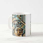 Platte hond met pet abstracte koffie mok cadeau (Voorkant links)