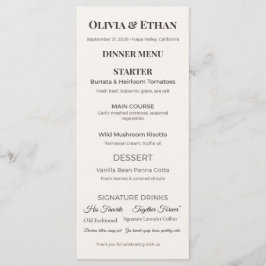 Platte Huwelijksmenu's | Elegante Aangepaste Ontva Menu