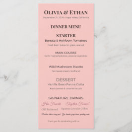 Platte Huwelijksmenu's | Elegante Aangepaste Ontva Menu