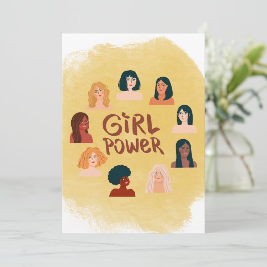 Platte internationale vrouwendag bedankkaart (Staand voorkant)