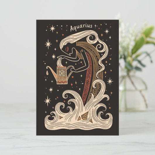 Platte kaart - Aquarius Celestial Zodiac Art (Staand voorkant)