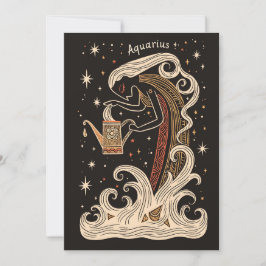 Platte kaart - Aquarius Celestial Zodiac Art