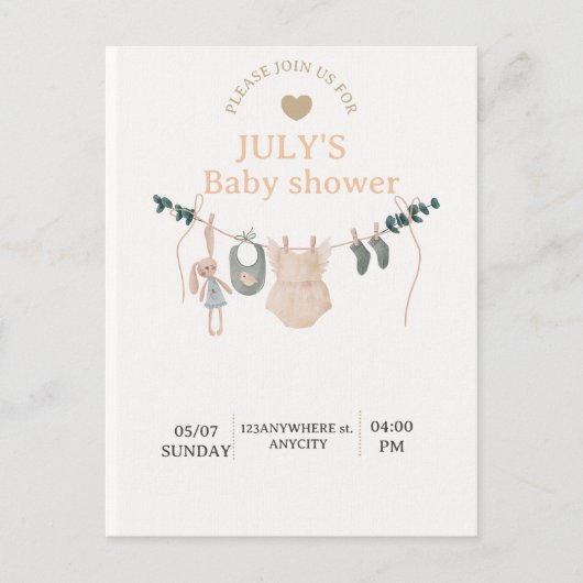 Platte kaart BABY SHOWER (Voorkant)
