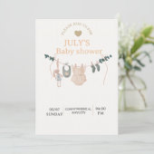 Platte kaart BABY SHOWER (Staand voorkant)