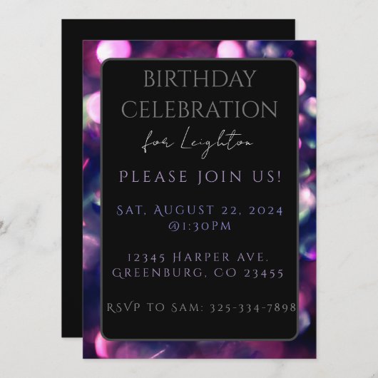 Platte Kaart, Berry Sparkle Dark (Voorkant / Achterkant)