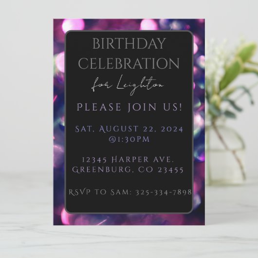 Platte Kaart, Berry Sparkle Dark (Staand voorkant)