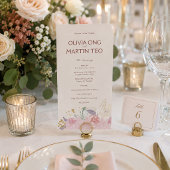 Platte kaart Elegant bloemen-huwelijksprogramma ui