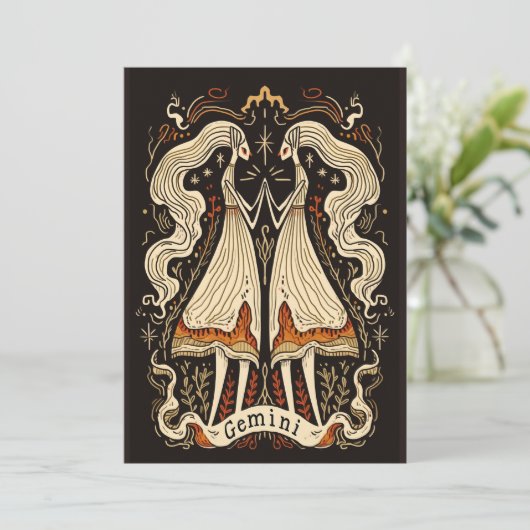 Platte kaart - Gemini Celestial Zodiac Art (Staand voorkant)