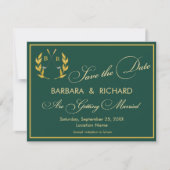PLATTE KAART Golf Monogram Huwelijk Save the Date (Voorkant)