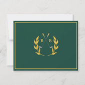PLATTE KAART Golf Monogram Huwelijk Save the Date (Achterkant)