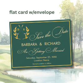 PLATTE KAART Golf Monogram Huwelijk Save the Date