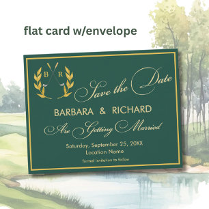 PLATTE KAART Golf Monogram Huwelijk Save the Date