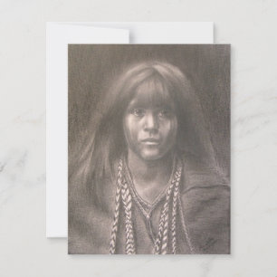 Platte kaart met afdruk van Native American kind