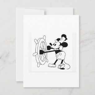 Platte kaart met iconische Steamboat Willie ontwer