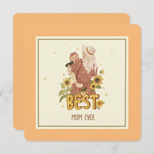 Platte Kaart "Moeder en Dochter te midden van zonn (Voorkant / Achterkant)