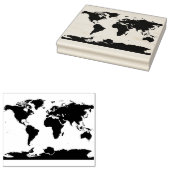 Platte kaart van de aarde rubberstempel (Gestempeld)