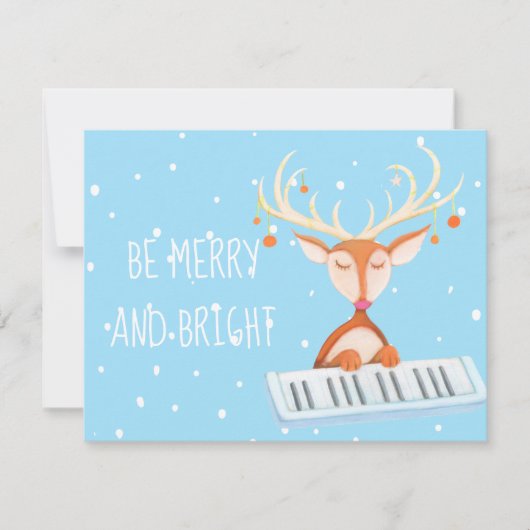 Platte Kaart van een rendier dat piano speelt (Voorkant)