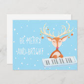 Platte Kaart van een rendier dat piano speelt (Voorkant / Achterkant)