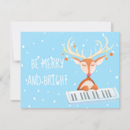 Platte Kaart van een rendier dat piano speelt