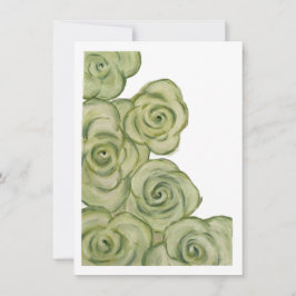 Platte kaart van groene en witte getinte rozen