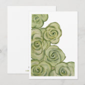 Platte kaart van groene en witte getinte rozen (Voorkant / Achterkant)