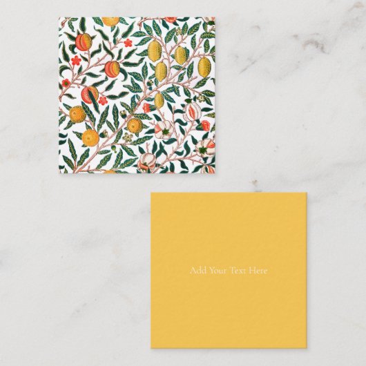 PLATTE KAART: WILLIAM MORRIS; GRANAATAPPELS NOTITIEKAARTJE (Voorkant / Achterkant)