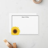 Platte Kaart-zonnebloem Notitiekaartje (Voorkant / Achterkant in situ)