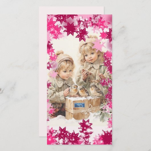 Platte Kaarten 14 (RozeSneeuwvlokken) RFPMDesigns  (Voorkant / Achterkant)